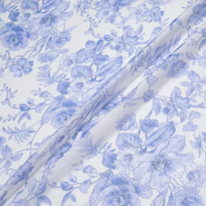 Ink Blue Floral Printed Metallic Silk Blend Georgette