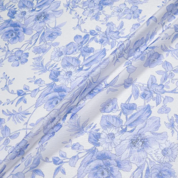 Ink Blue Floral Printed Metallic Silk Blend Georgette