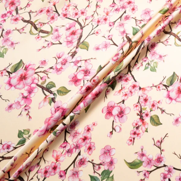 Pink Blossom Floral Printed Double Silk Crêpe