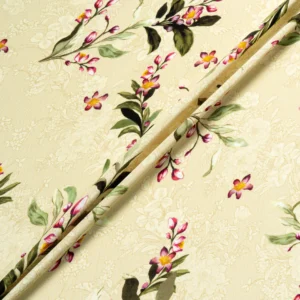 Floral & Lace Printed Vanilla Double Silk Crêpe